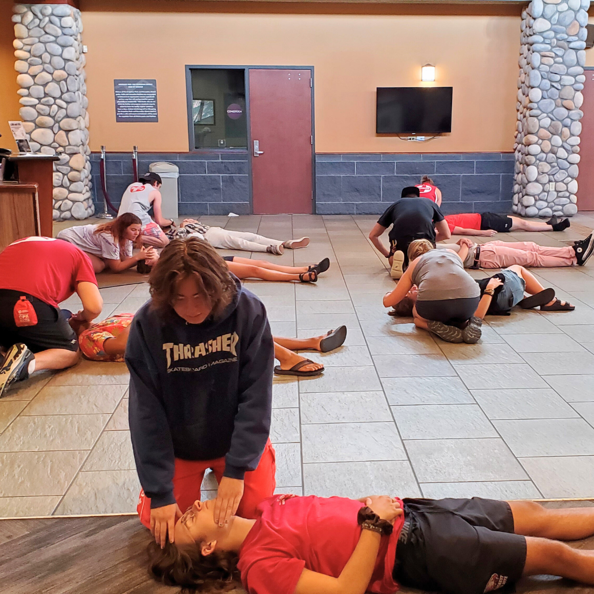 Group of Lifeguards conducting a lifeguard safety training