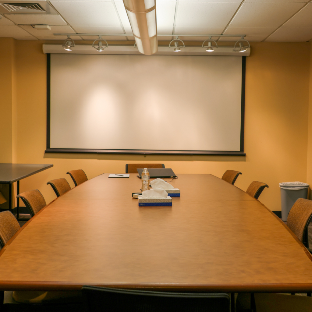 Rentable conference room with seating for 12 at the Trails Rec Center