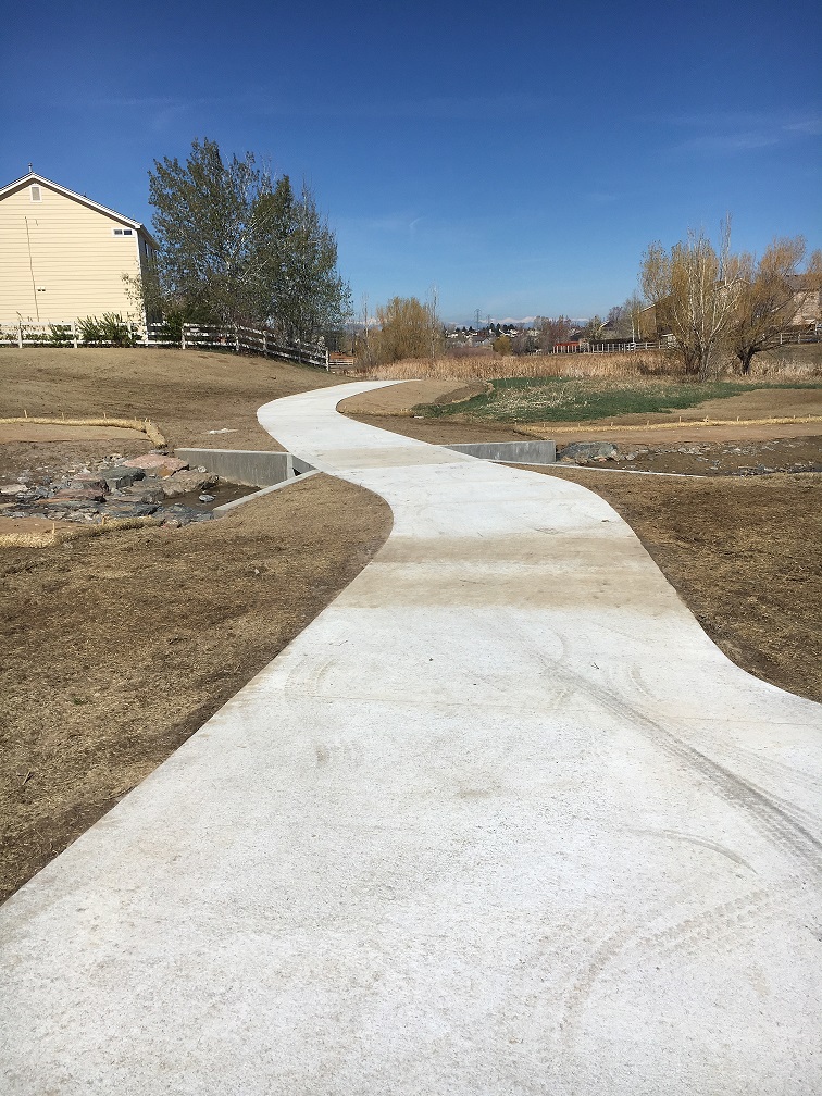 Mesa Open Space concrete path along Nameless Tributary after renovation project