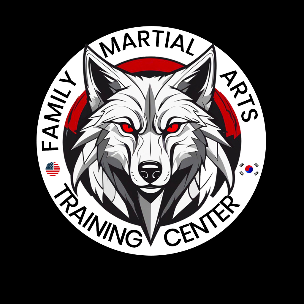 ATAFMA Logo | Family Martial Arts Training Center written around a drawing of a wolf