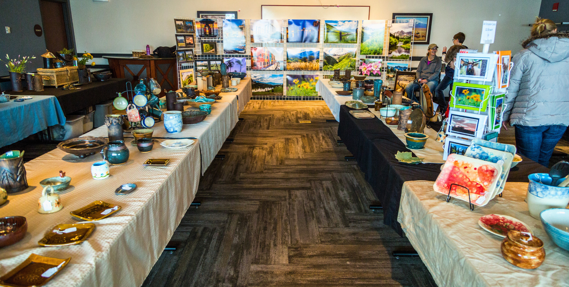 Fall Pottery Sale Header | tables set up with different art, pottery, and crafts