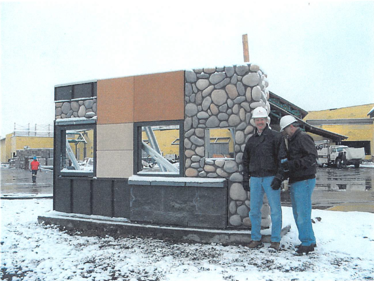 February 2004 Exterior wall mockup with human scale figures