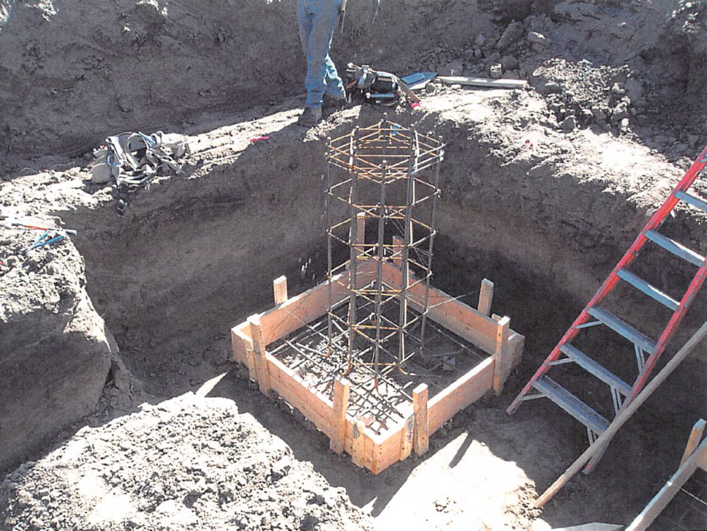 October 2003 Construction Pictures: foundation and rebar for the Trails picnic shelter