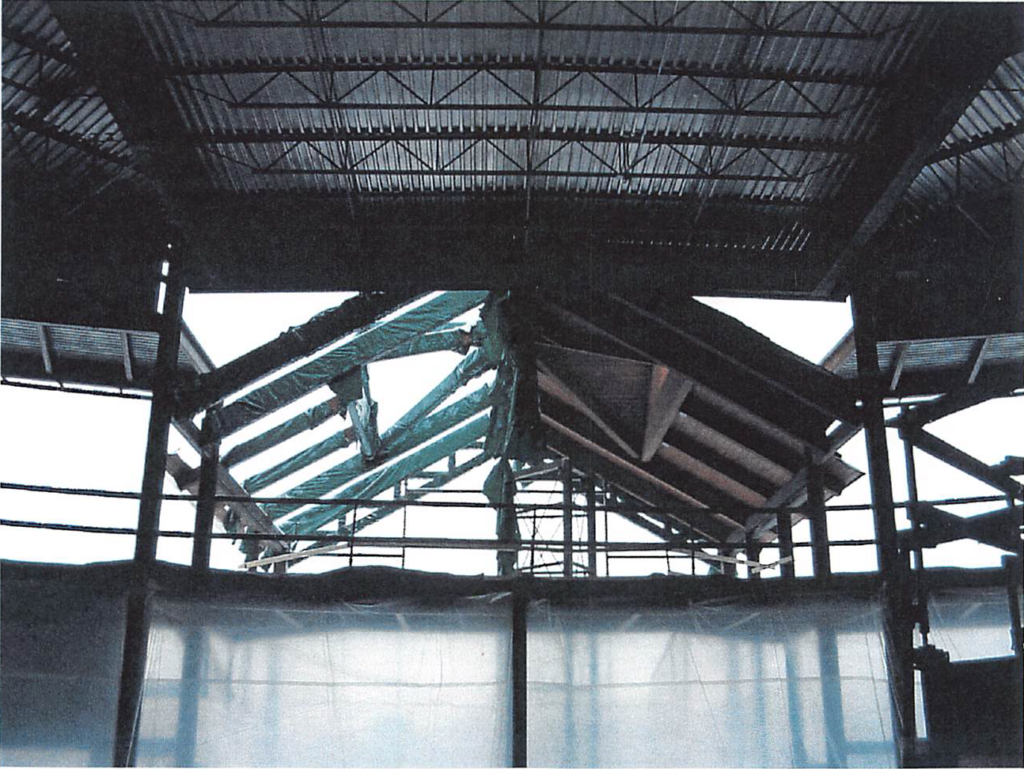 February 2004 Interior view of climbing wall roof structure