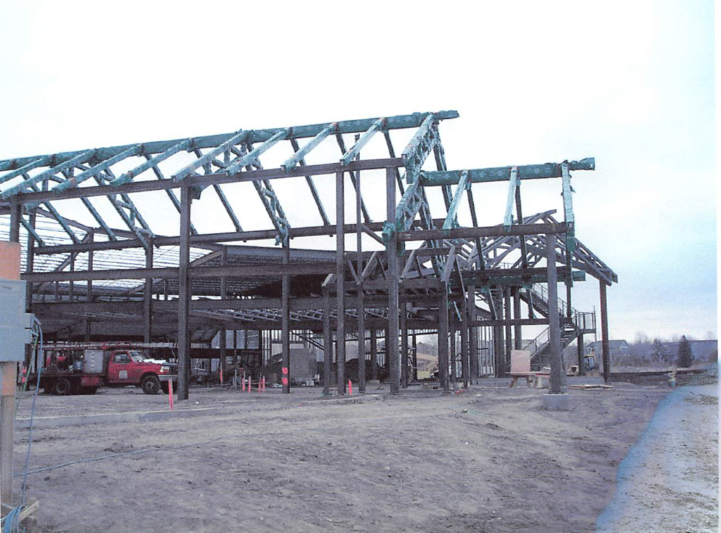 December 2003 Construction Pictures: Main lobby wooden trusses set