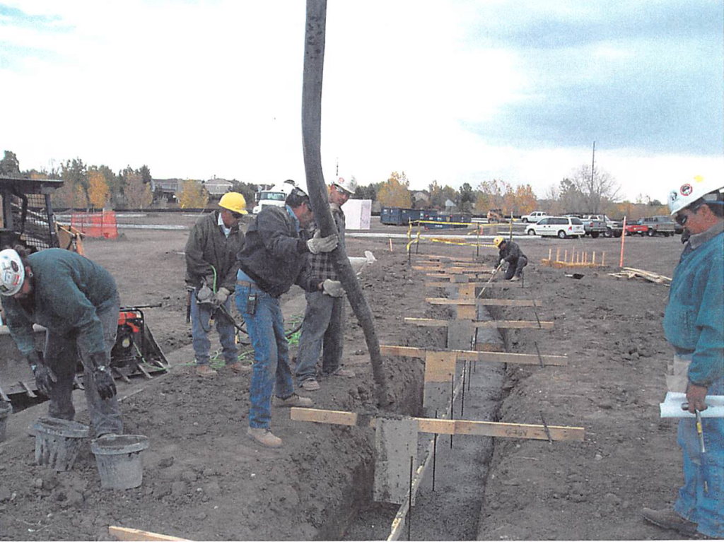 October 2003 Construction Pictures: masonry screen wall foundations being poured