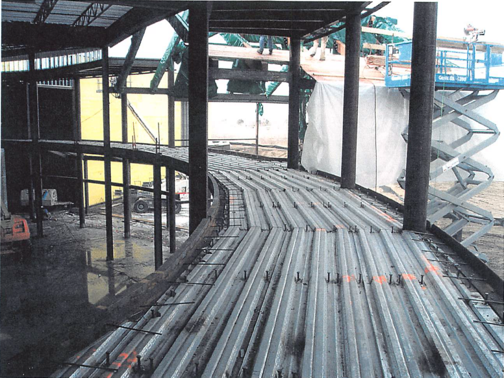 February 2004 Metal decking installed at running track