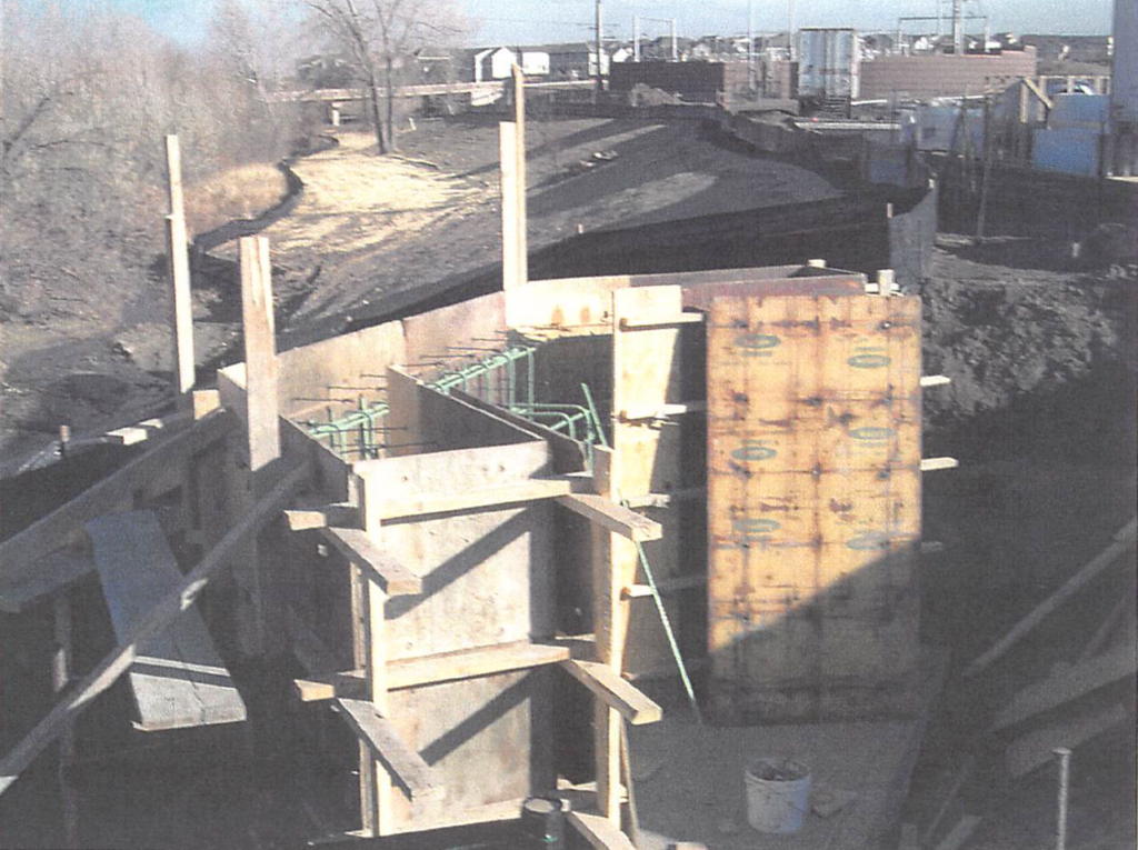 November 2003 Construction Pictures: Piney Creek bridge abutments being formed