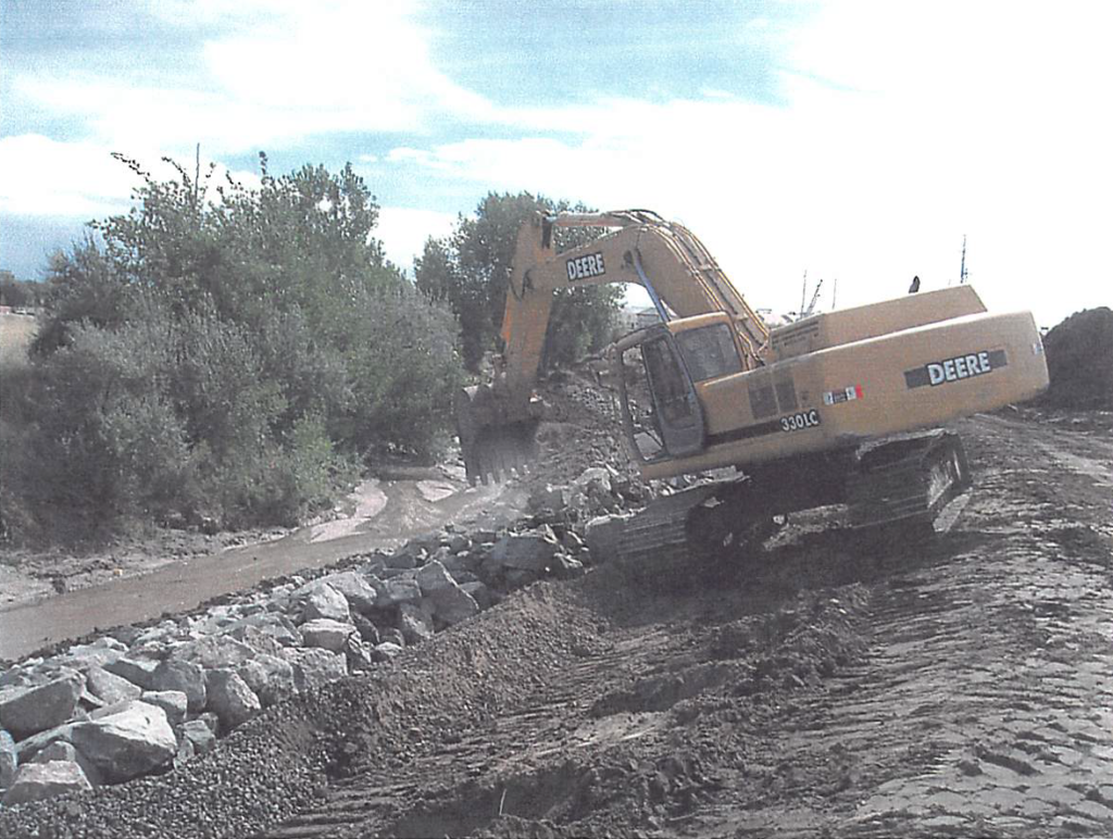 September 2003 Construction Pictures: Rip-Rap placement along Piney Creek