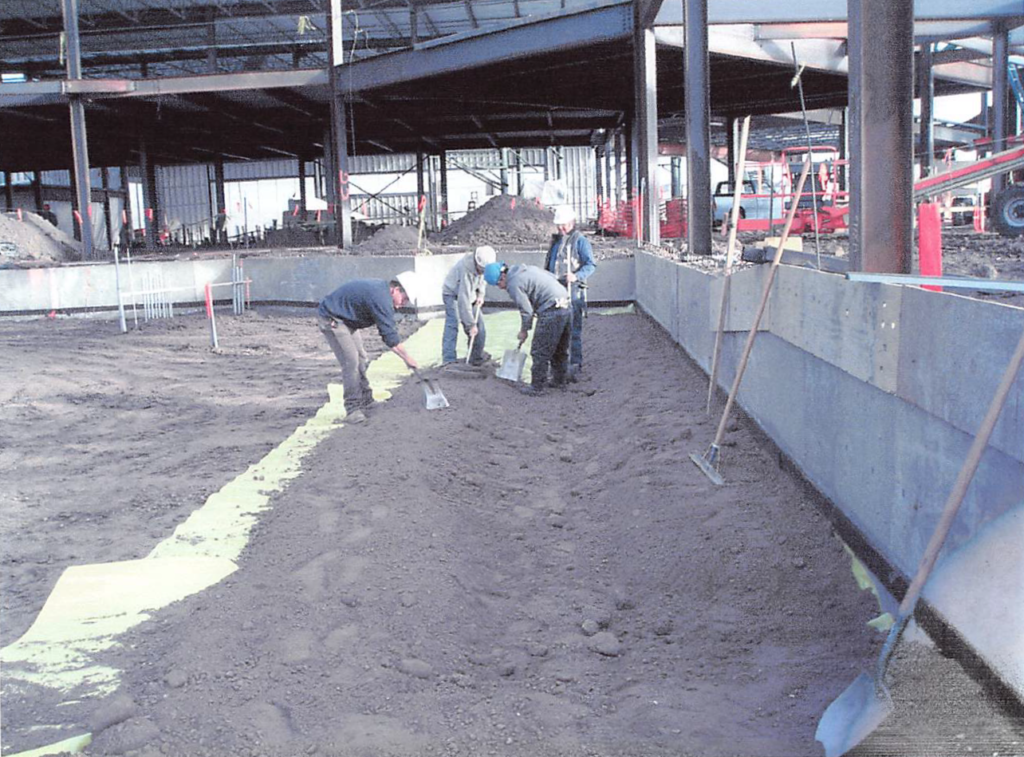 December 2003 Construction Pictures: Slab grade preparation for the lower fitness floor