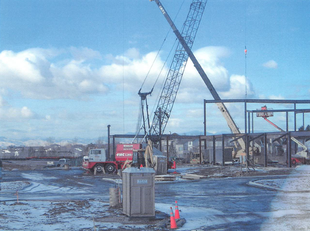 December 2003 Construction Pictures: Steel erection at gym in progress