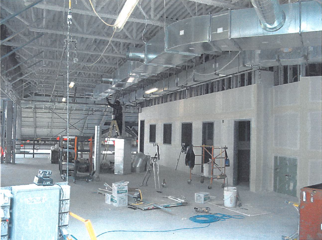 March 2004 Upper level drywall and ductwork in progress