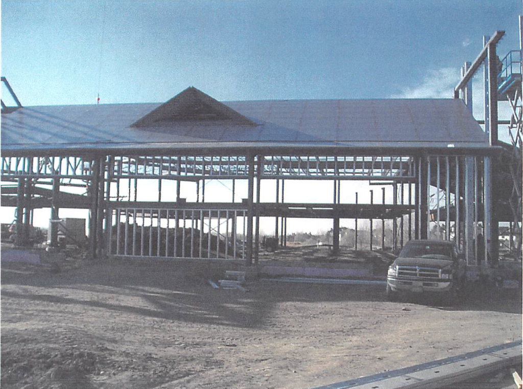 November 2003 Construction Pictures: metal roof deck and stud installation