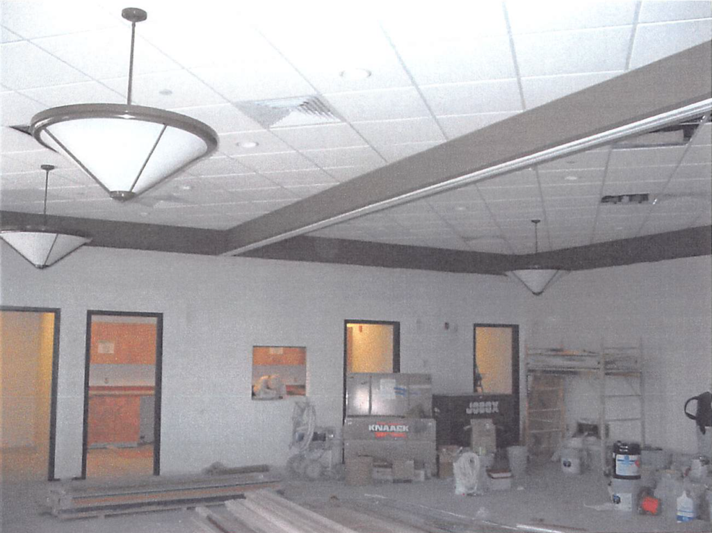 July 2004 | First floor meeting room ceiling and operable wall track complete