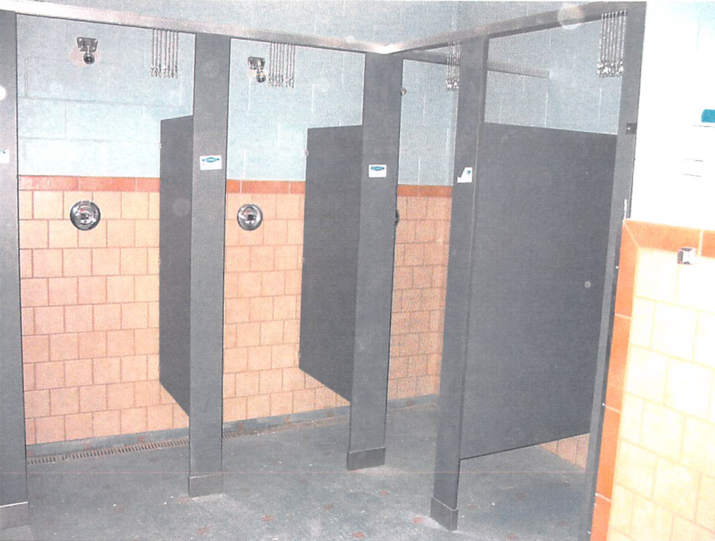 August 2004 | Partitions in progress at shower rooms and toilet rooms