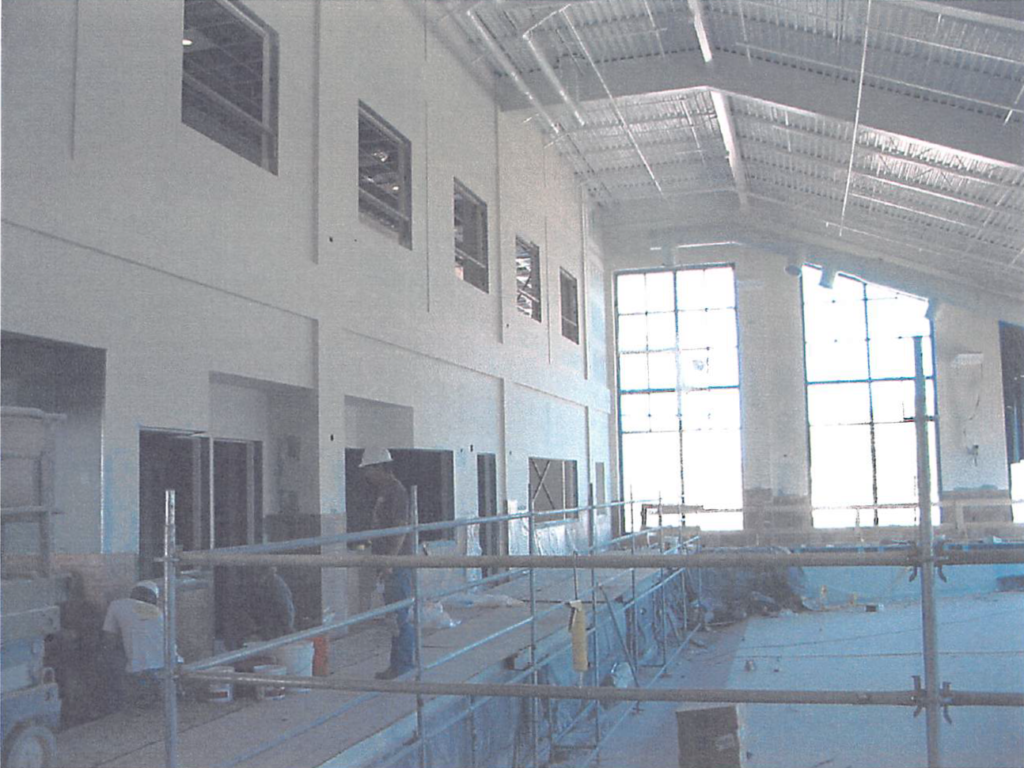 June 2004 | Wall and ceiling paint in progress in Lap Pool area